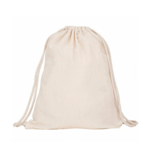 Mochila de tocuyo con cordones sujetadores